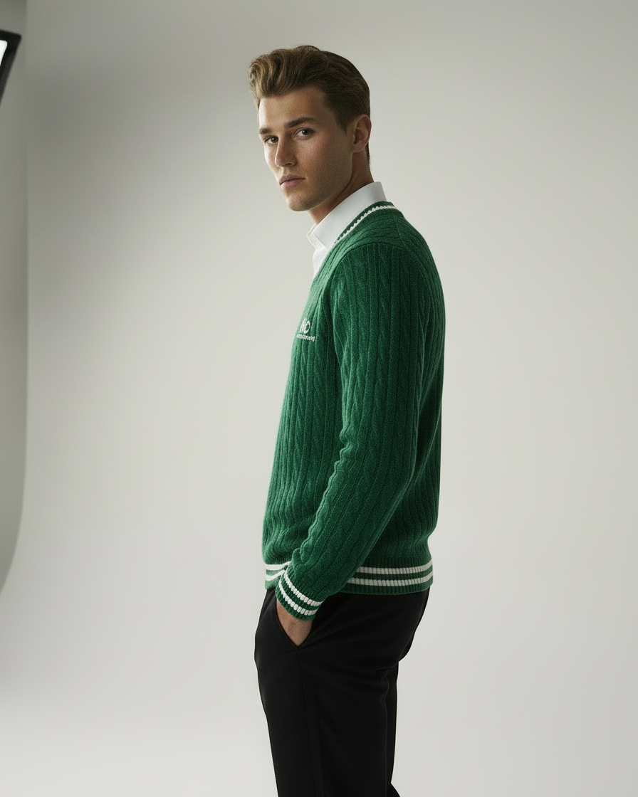 Model looking over shoulder