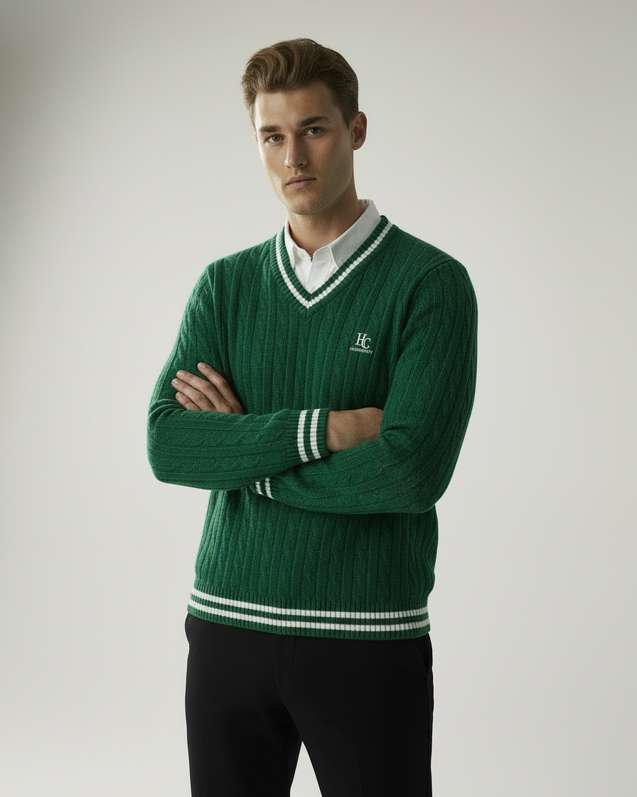 Model with arms crossed