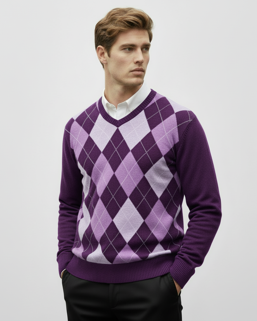 Purple Argyle Sweater